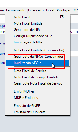 Inultilização de NFC-E