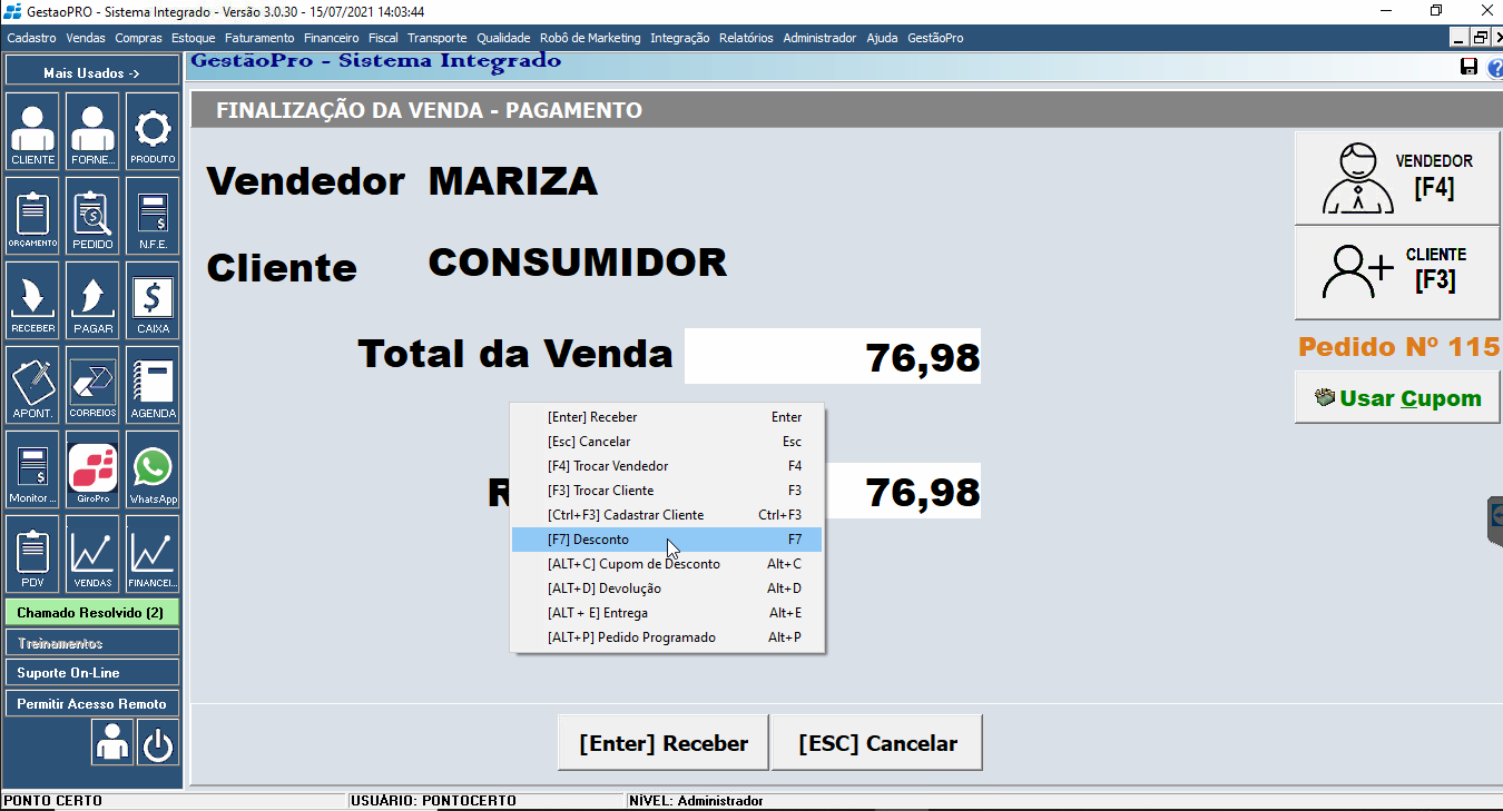 Desconto no PDV por produto