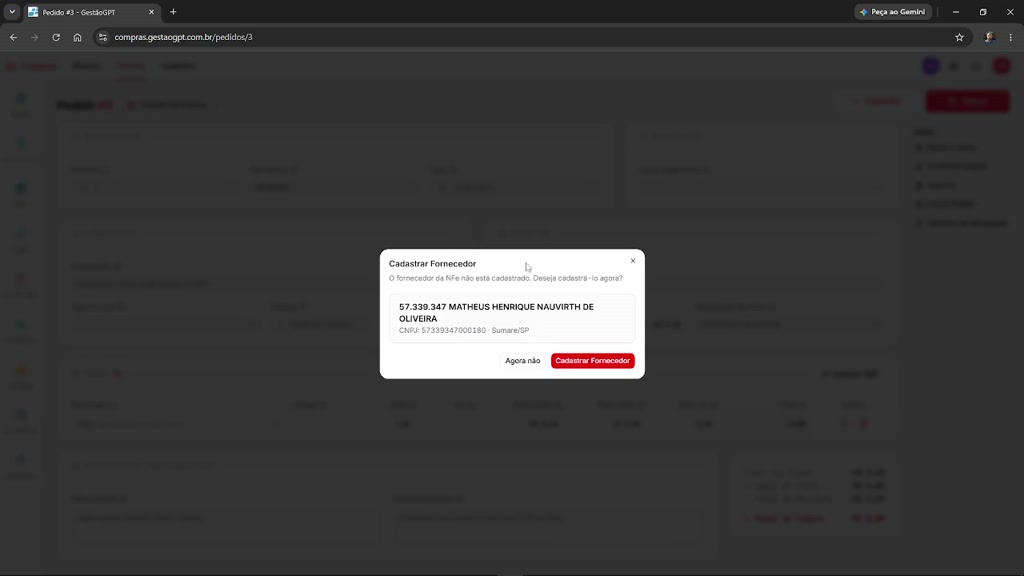 GestãoGPT | Entrada de Compras via arquivo XML