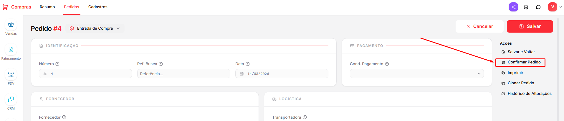 GestãoGPT | Entrada de Compras via arquivo XML