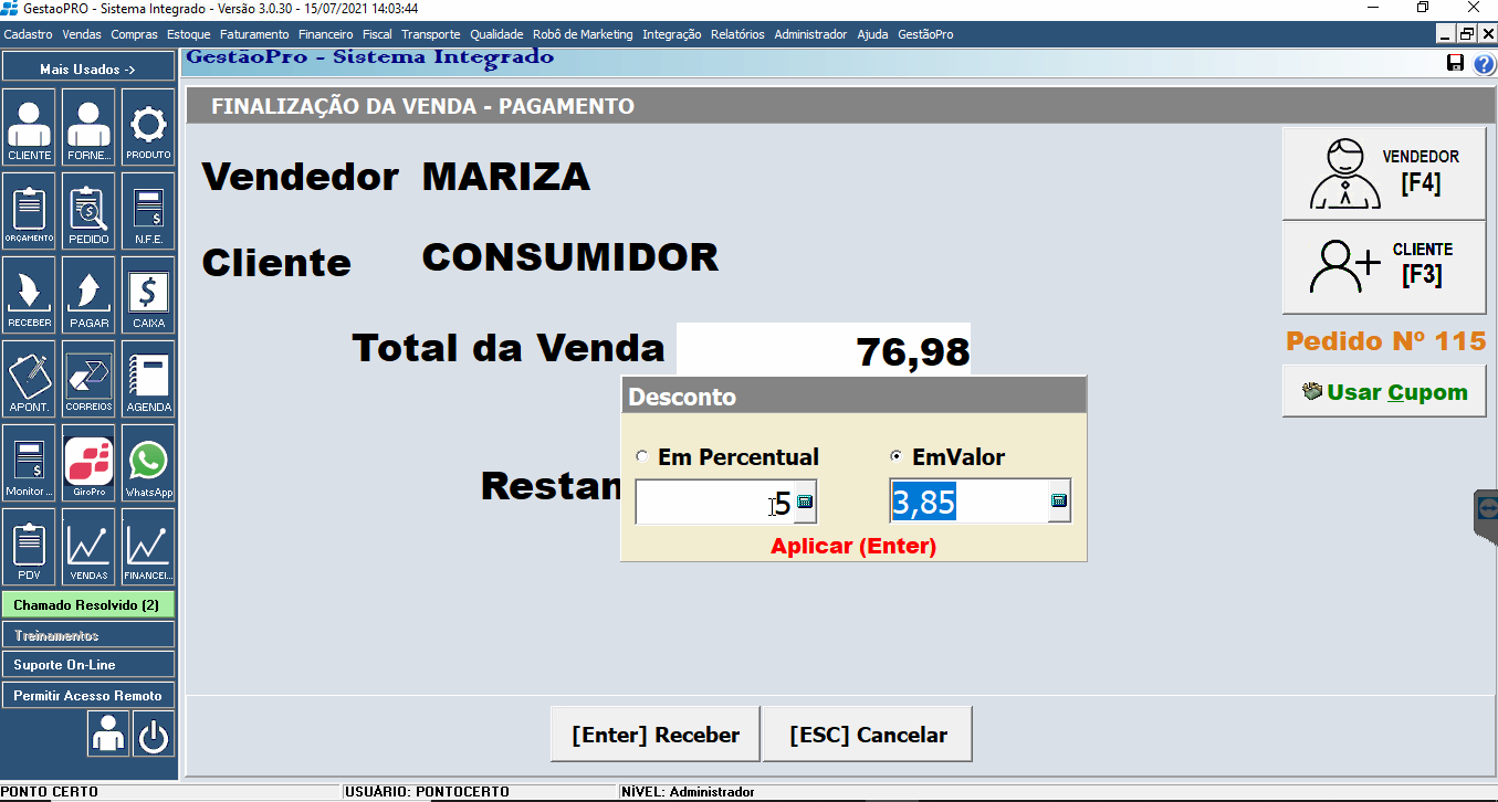 Desconto no PDV por produto